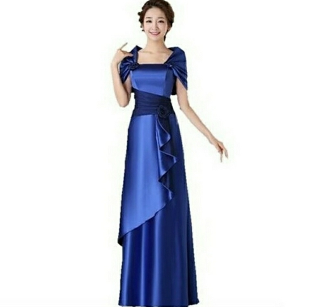 Long Blue Satin Prom/Evening/Party Dress
